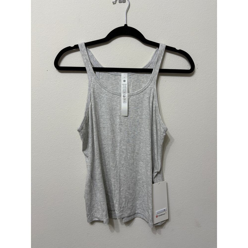 NWT Lululemon Tight Thin Strap Racerback Tank Sz 12 MSRP $48 Light Grey